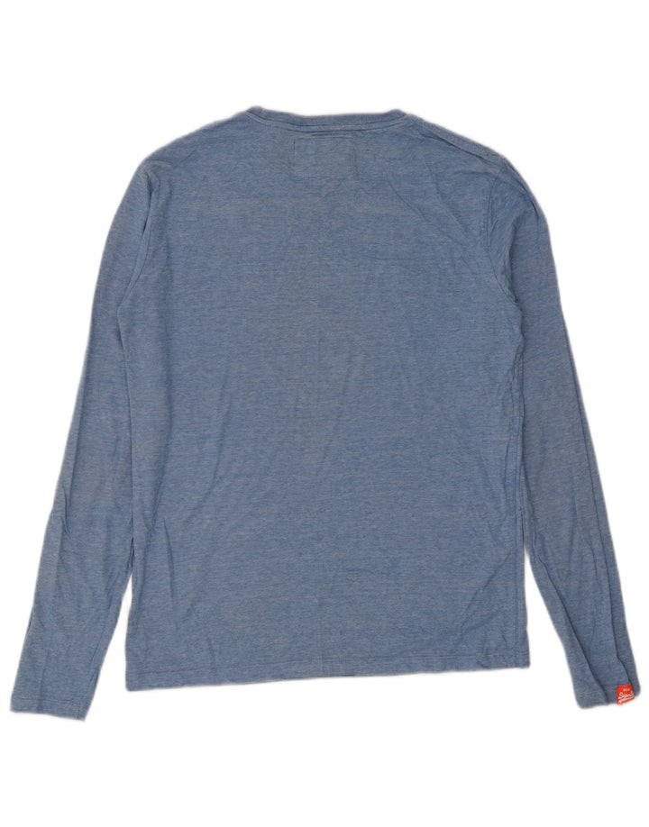 Top da uomo Superdry a maniche lunghe in cotone screziato blu medio
