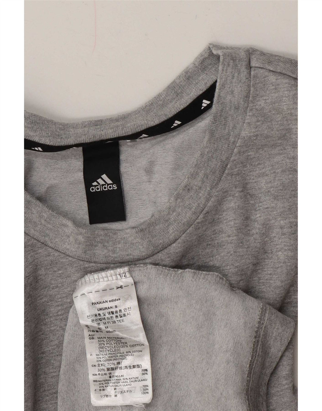 T-shirt grafica da uomo Adidas Top grande in cotone grigio