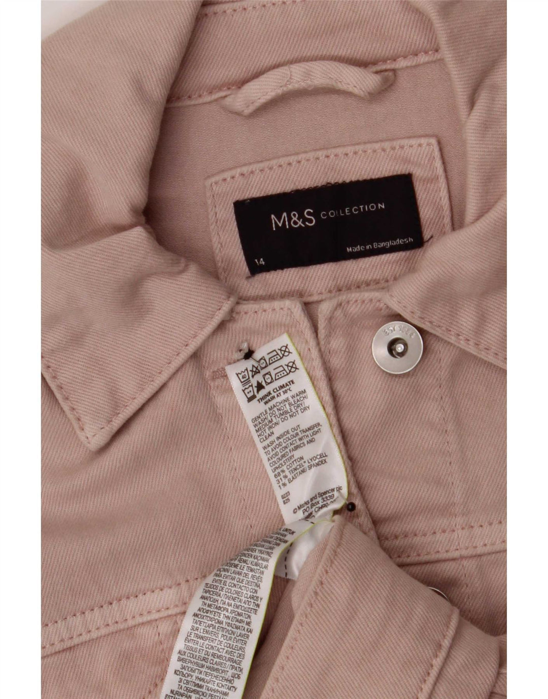 Giacca di jeans da donna Marks & Spencer UK 14 grande cotone rosa
