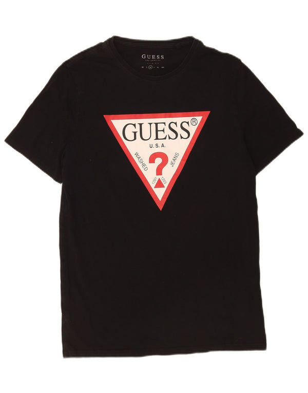 Guess T-shirt grafica da uomo slim fit Top in cotone nero medio