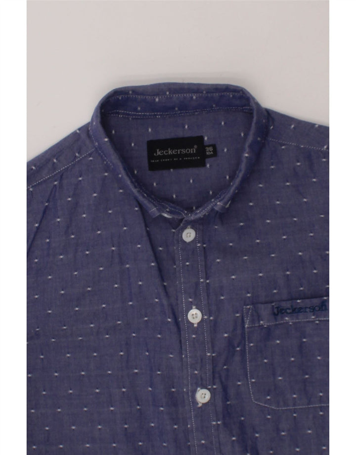 JECKERSON Boys Shirt 9-10 Years Blue Spotted Cotton Vintage Jeckerson and Second-Hand Jeckerson from Messina Hembry 