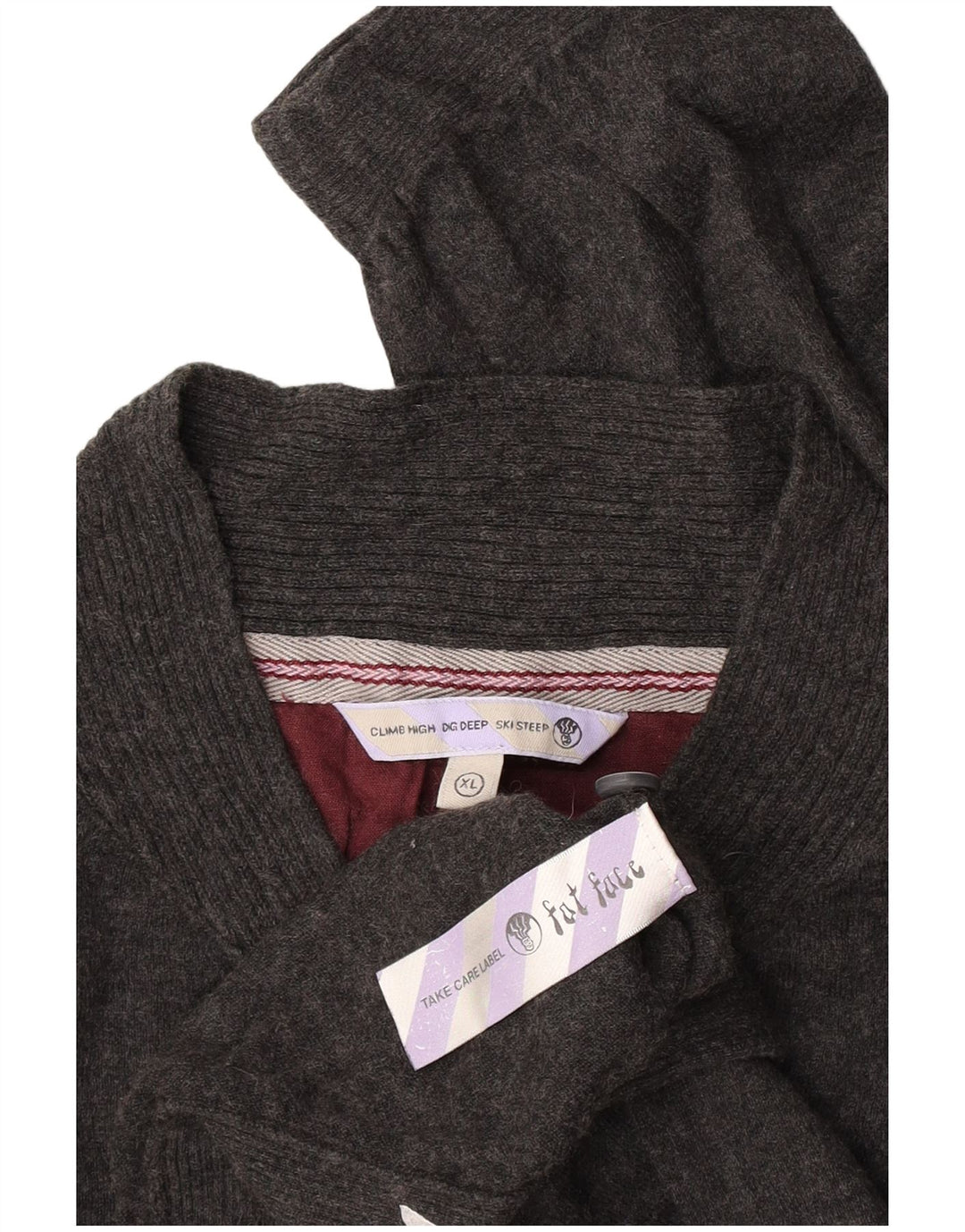 Maglione da uomo con collo abbottonato Fat Face XL in cotone grigio