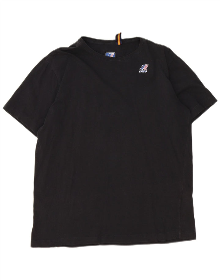 K-WAY Womens T-Shirt Top UK 16 Large Black Cotton