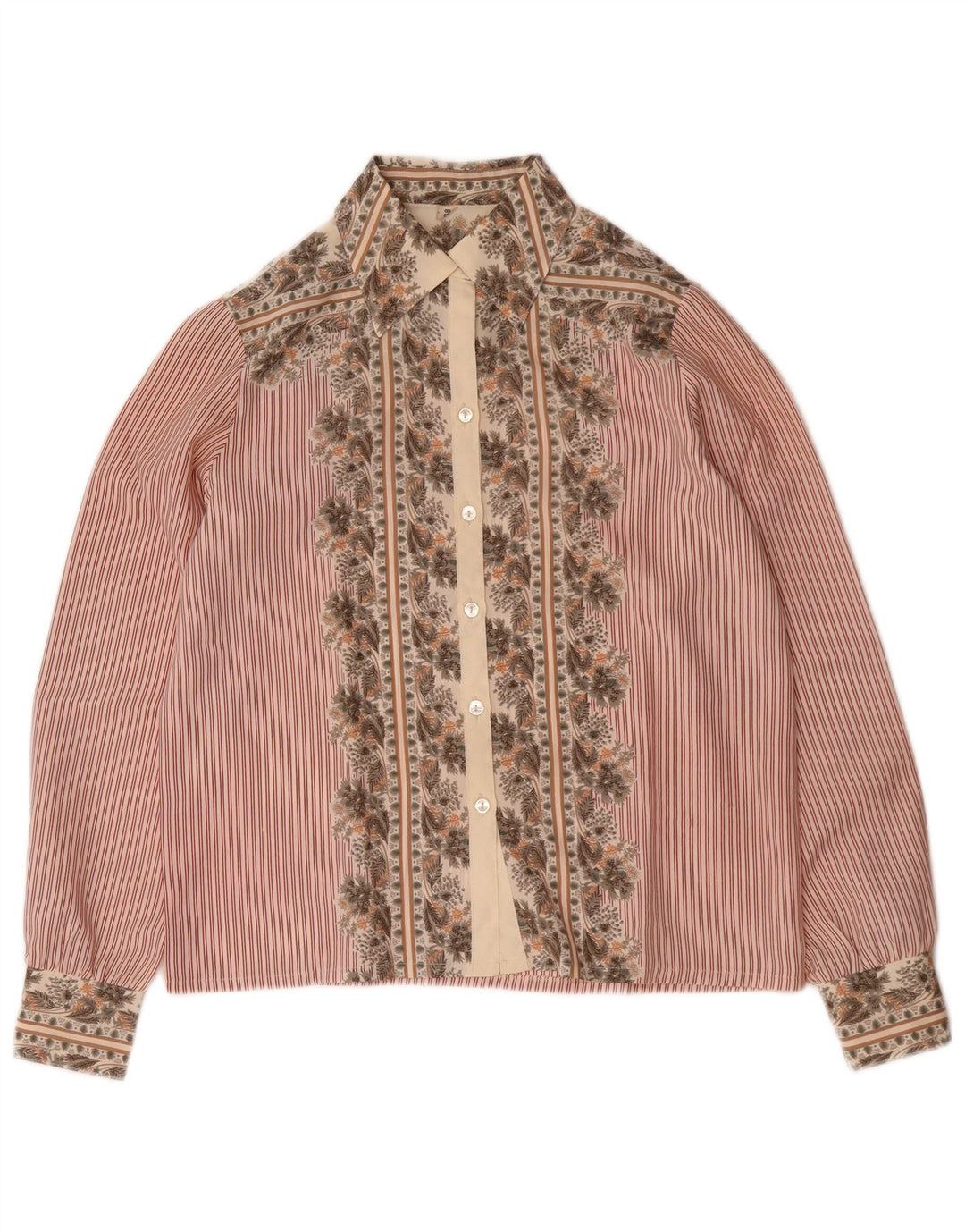 Camicia vintage da donna EU 38 poliestere a righe rosse medie