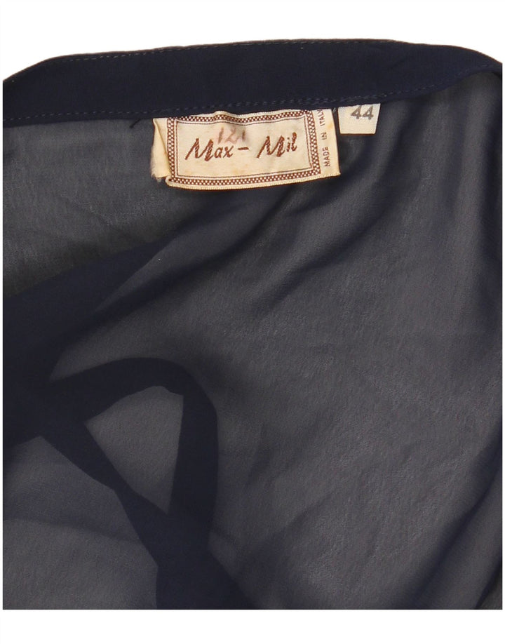 Canottiera vintage da donna IT 44 medio blu navy floreale