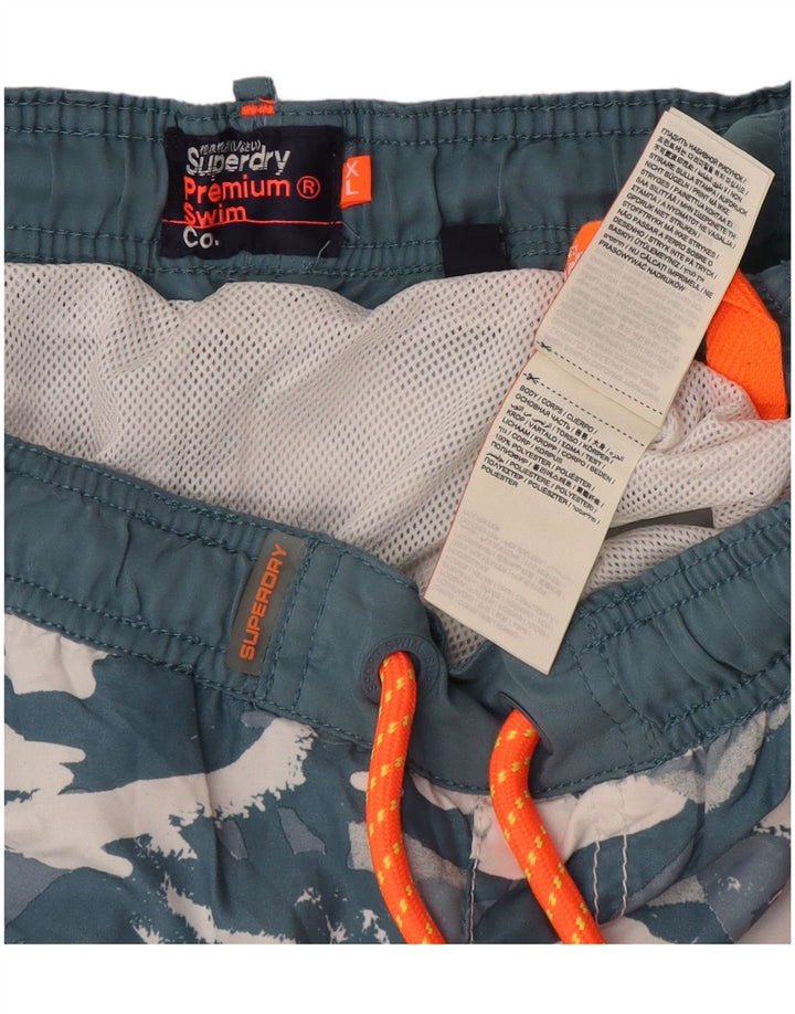 Pantaloncini da bagno da uomo Superdry XL blu mimetico in poliestere