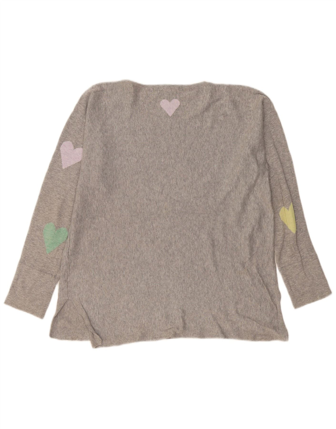 WHITE STUFF Maglione da donna con scollo a barca UK 14 Grande cuore di cotone grigio