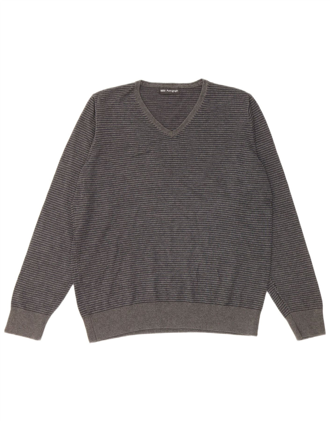 MARKS & SPENCER Maglione da uomo con scollo a V autografo gessato grigio medio