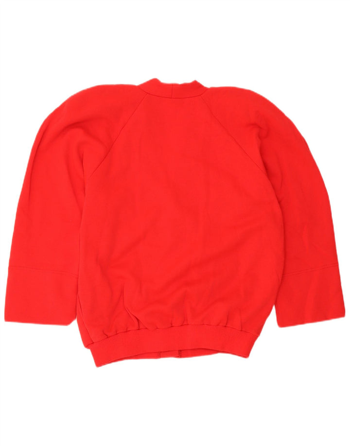 Maglione cardigan oversize da donna vintage UK 10 piccolo cotone rosso