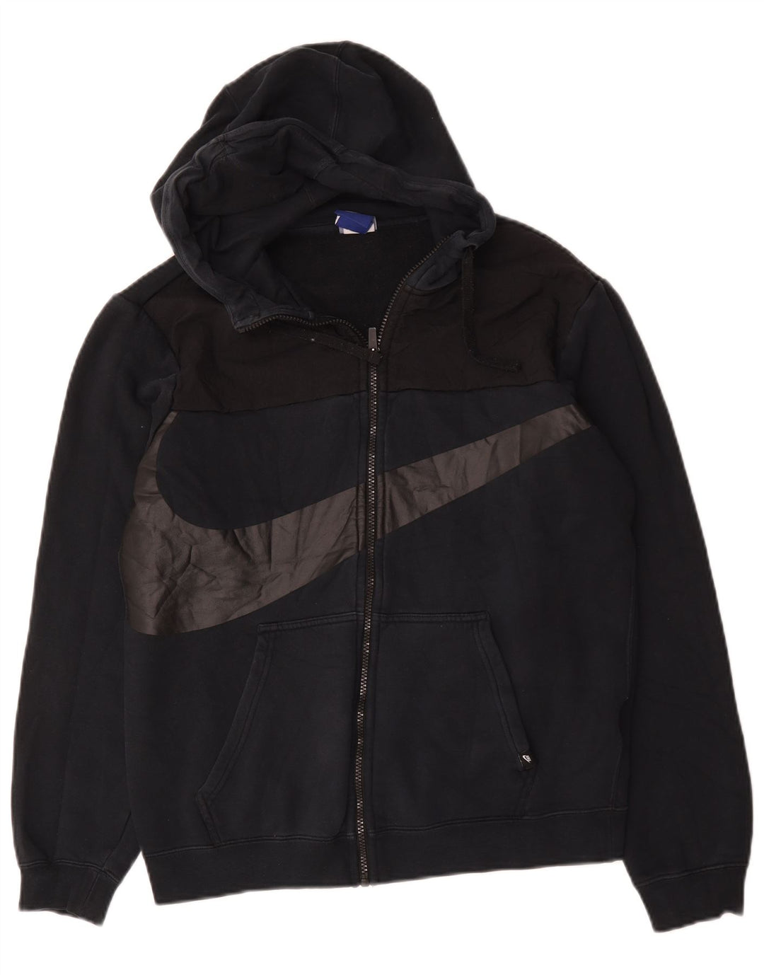 Felpa con cappuccio e zip grafica Nike da uomo in cotone nero medio