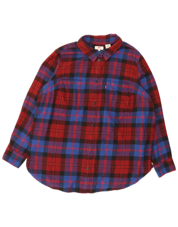 Camicia in flanella da donna Levi's UK 18 XL Cotone a quadri rossi