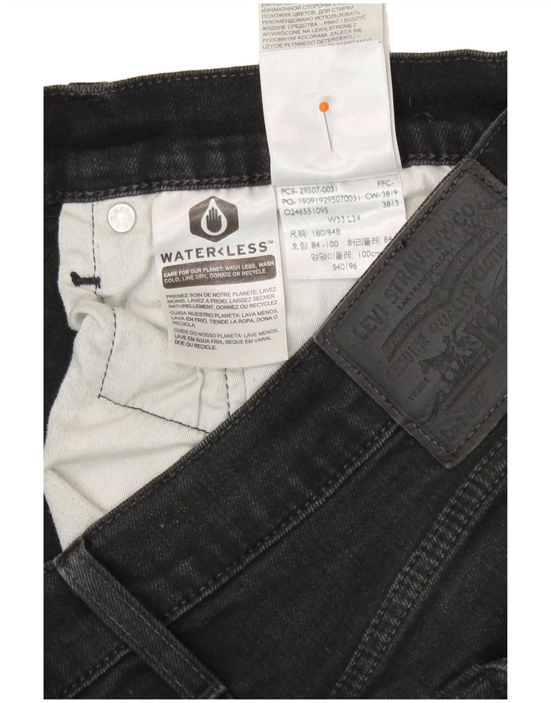 Levi's Uomo 502 Jeans affusolati W33 L31 Cotone nero