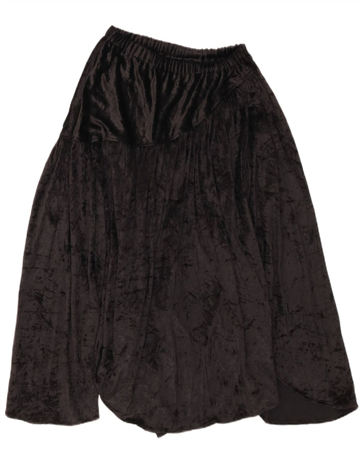 Gonna asimmetrica in velluto da donna vintage W32 grande stampa animalier nera