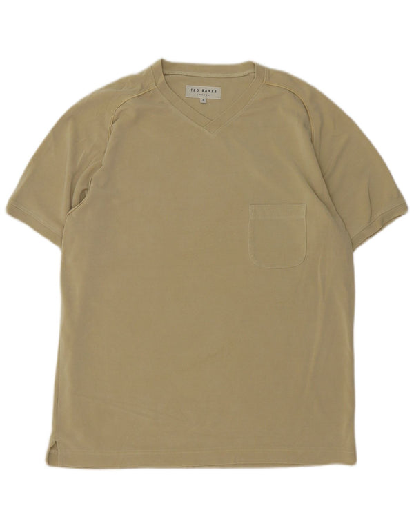T-shirt da uomo Ted Baker taglia 4 grande in cotone kaki