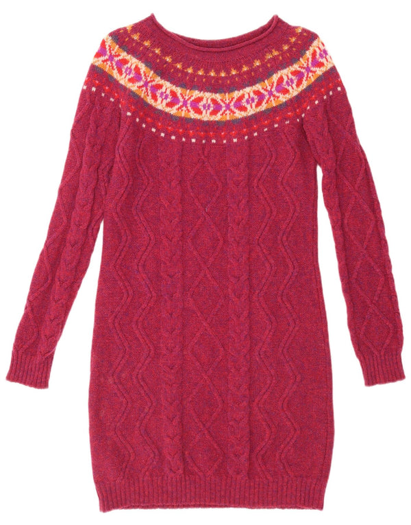 Abito maglione da donna Benetton UK 12 Rosa medio Fair Isle