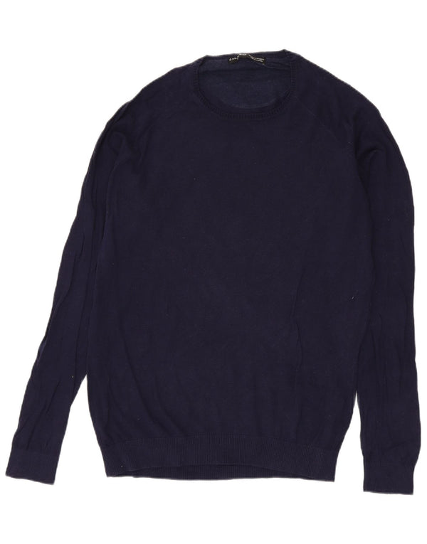 Maglione maglione girocollo da uomo Zara XL in cotone blu navy