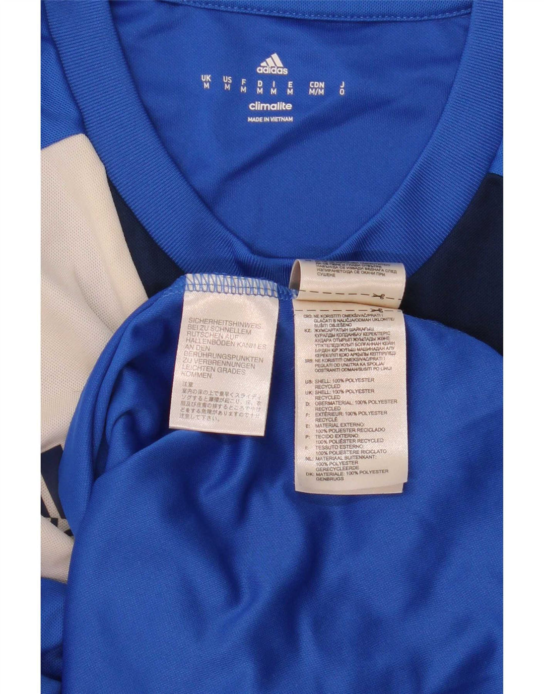 Top Adidas Climalite da uomo a maniche lunghe in poliestere color block blu medio