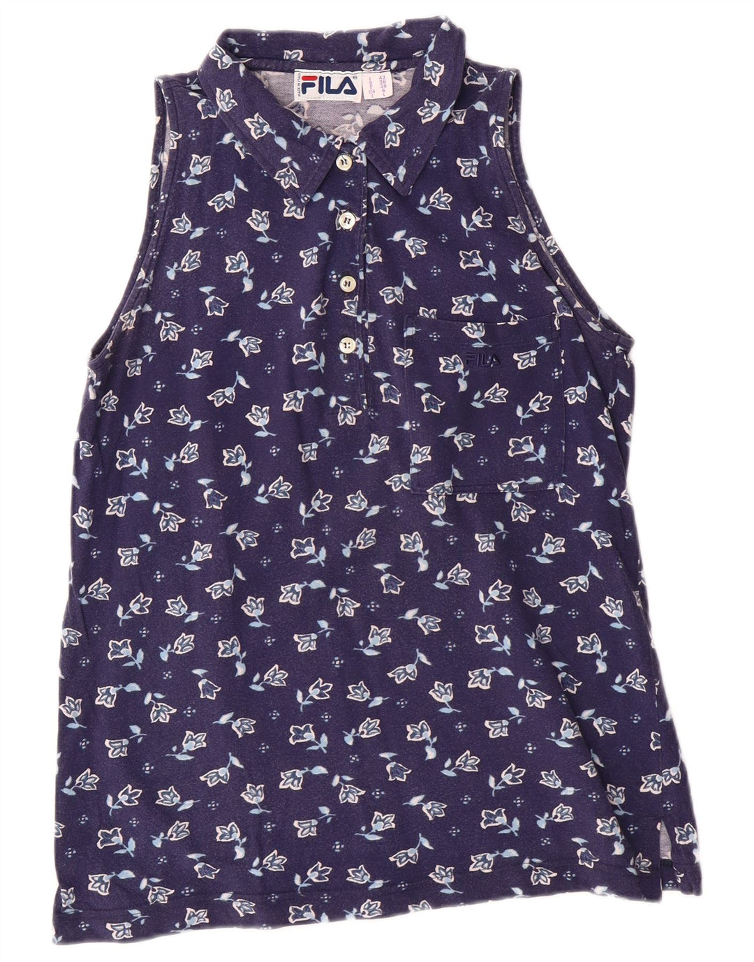 Polo senza maniche da donna FILA IT 42 Medio Blu Navy Floreale