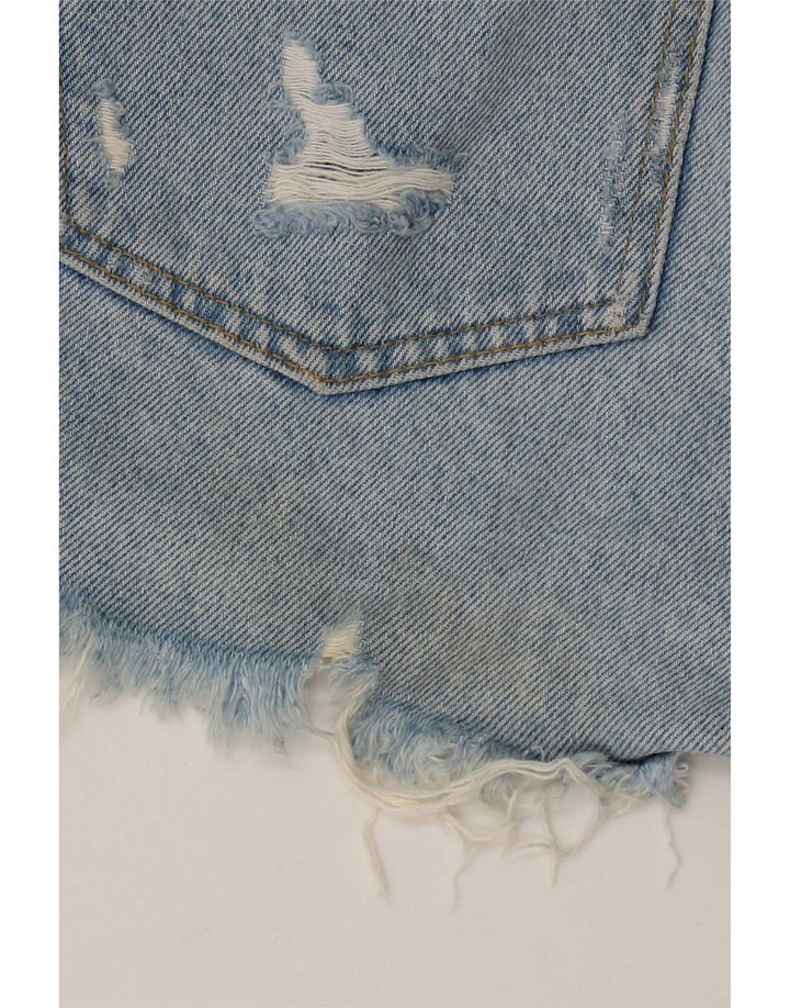 Pantaloncini di jeans invecchiati Zara da donna EU 40 medi W30 cotone blu