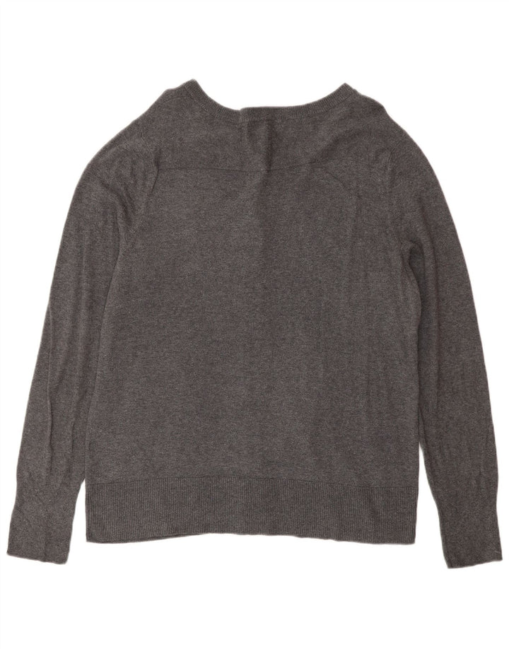 Maglione cardigan da donna EDDIE BAUER UK 16 grande cotone grigio