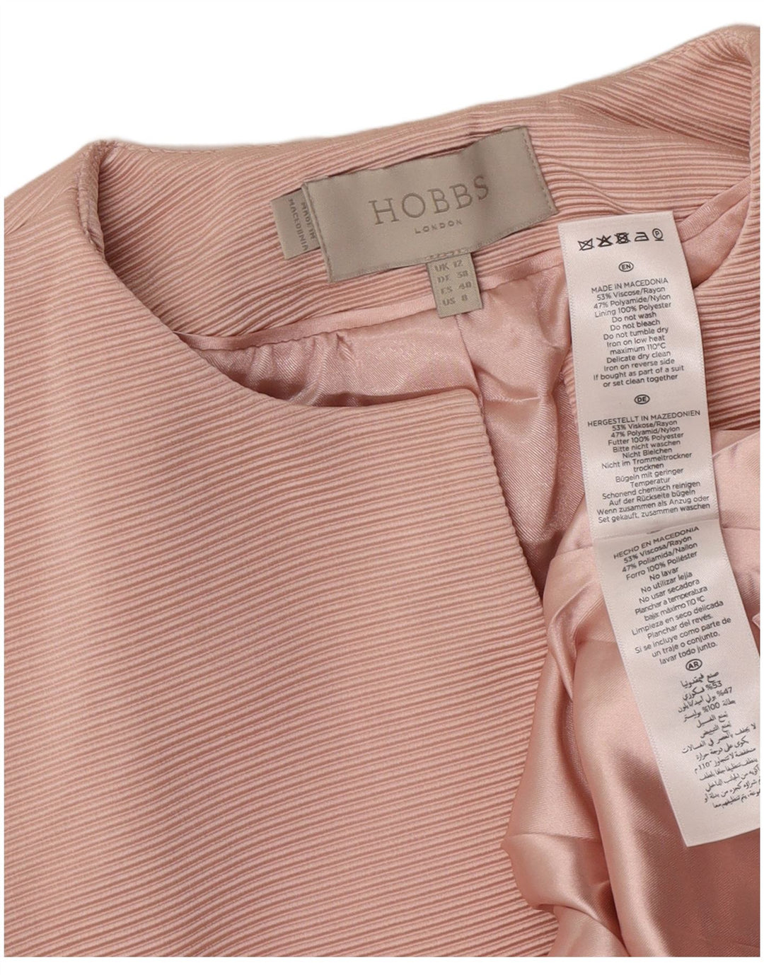 Giacca da donna Hobbs Crop Open Blazer UK 12 Viscosa rosa medio