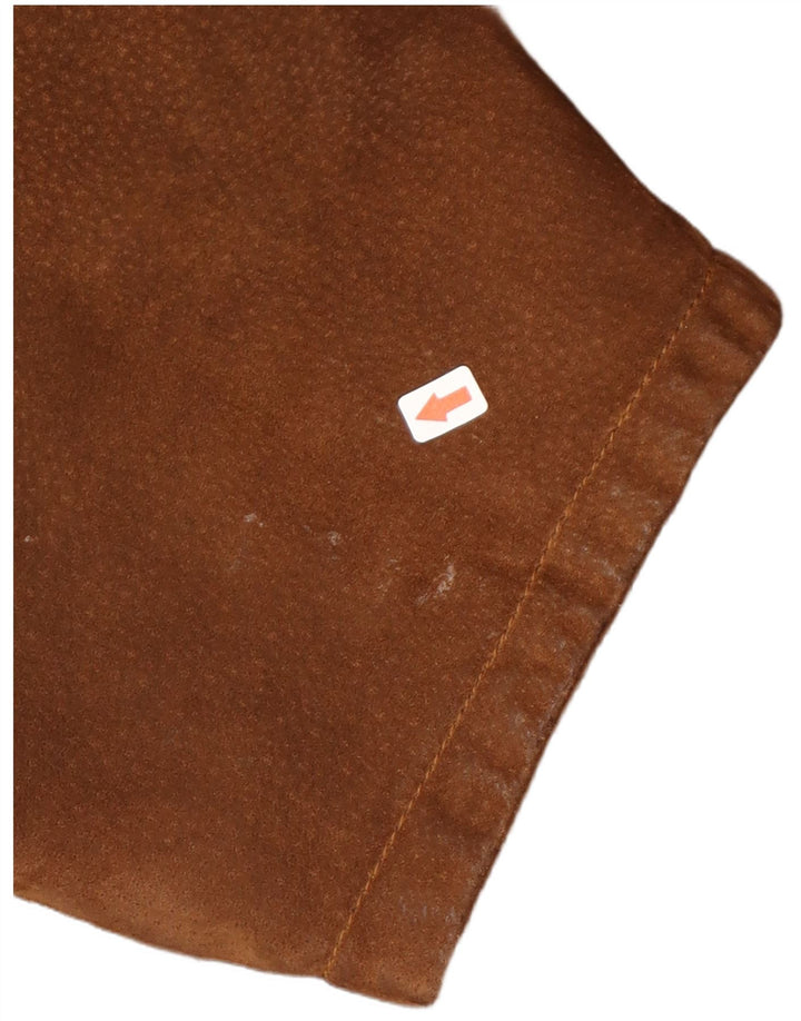 Cappotto vintage da donna oversize in pelle scamosciata con cappuccio IT 46 grande marrone