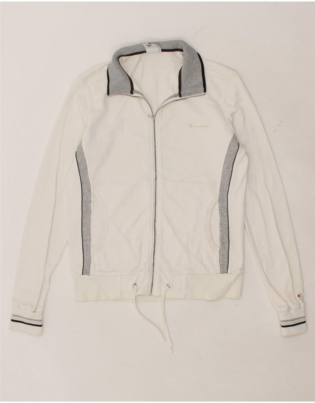 CHAMPION Womens Tracksuit Top Jacket UK 16 Large White Colourblock Cotton Vintage Champion and Second-Hand Champion from Messina Hembry 