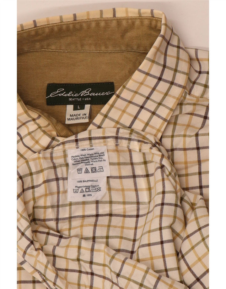 EDDIE BAUER Camicia da uomo grande in cotone a quadri beige