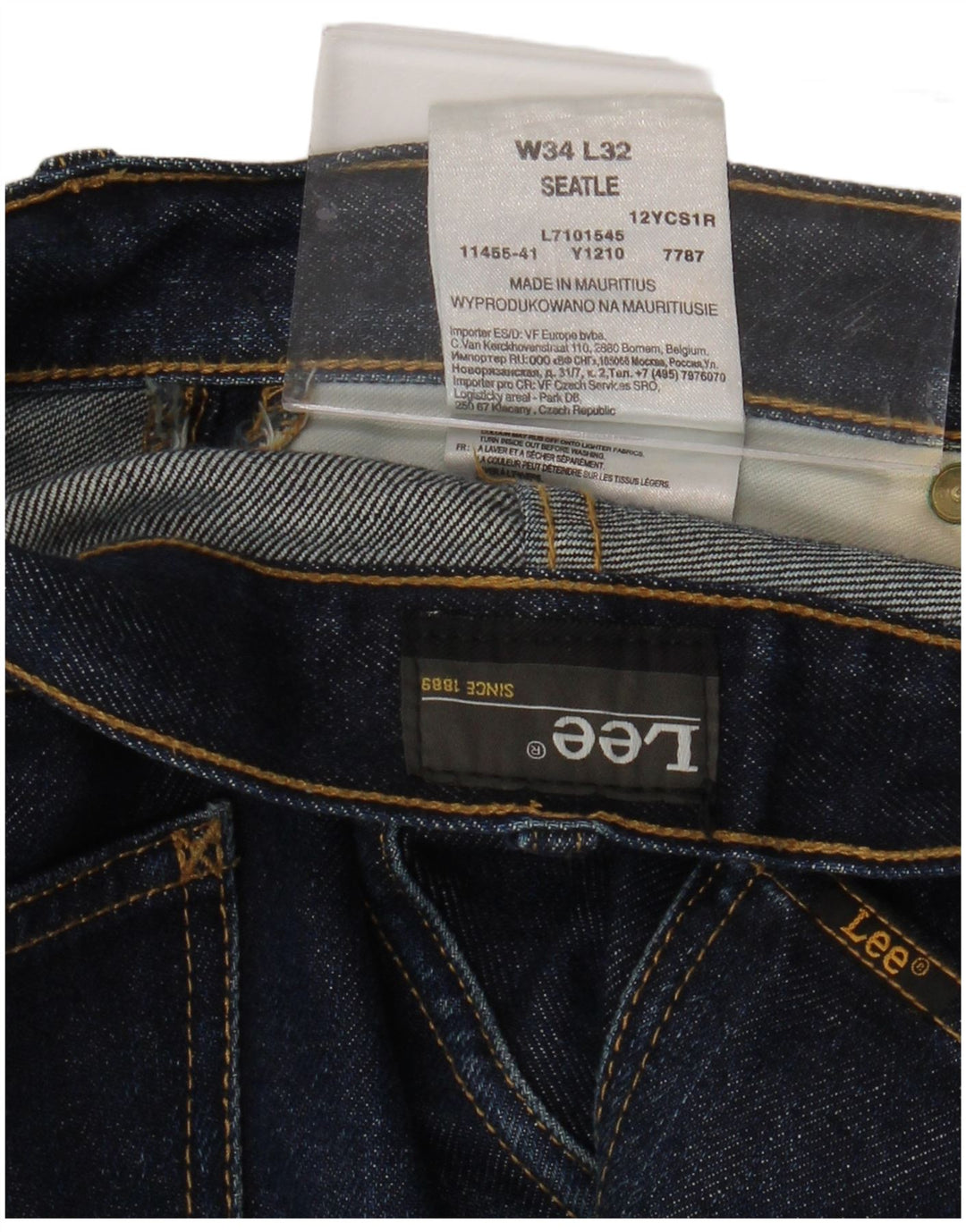 Jeans dritti da uomo LEE Seattle W34 L32 in cotone blu navy
