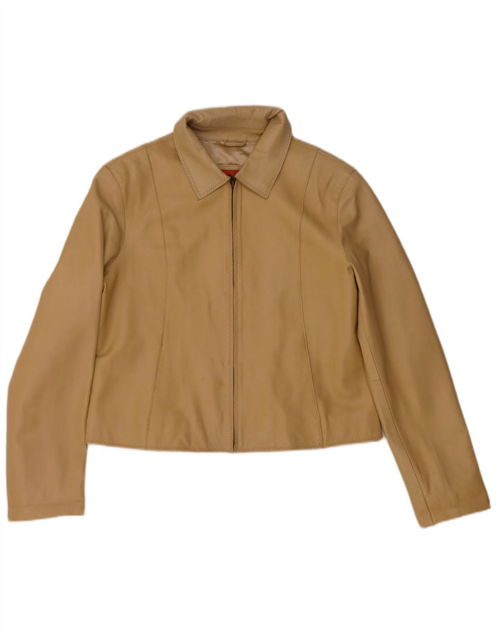 Giacca in pelle corta da donna Helium UK 14 Pelle beige media