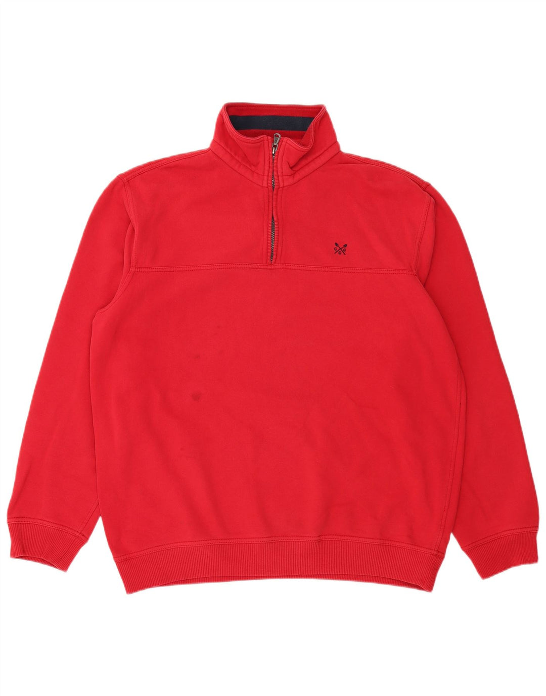 CREW CLOTHING Mens Zip Neck Sweatshirt Jumper Large Red Cotton