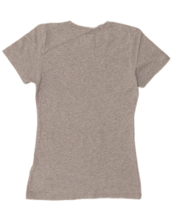 CALVIN KLEIN JEANS T-shirt grafica da donna Top UK 6 XS Cotone chiazzato grigio