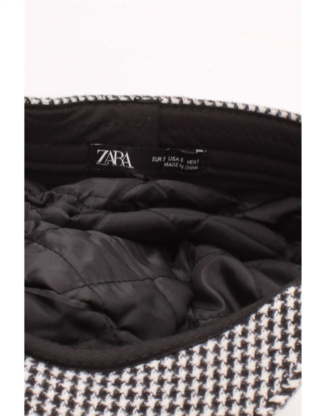 Berretto da strillone da donna Zara piccolo pied de poule nero