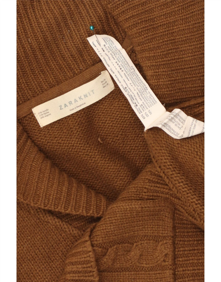 Maglione cardigan corto da donna Zara UK 12 Acrilico marrone medio