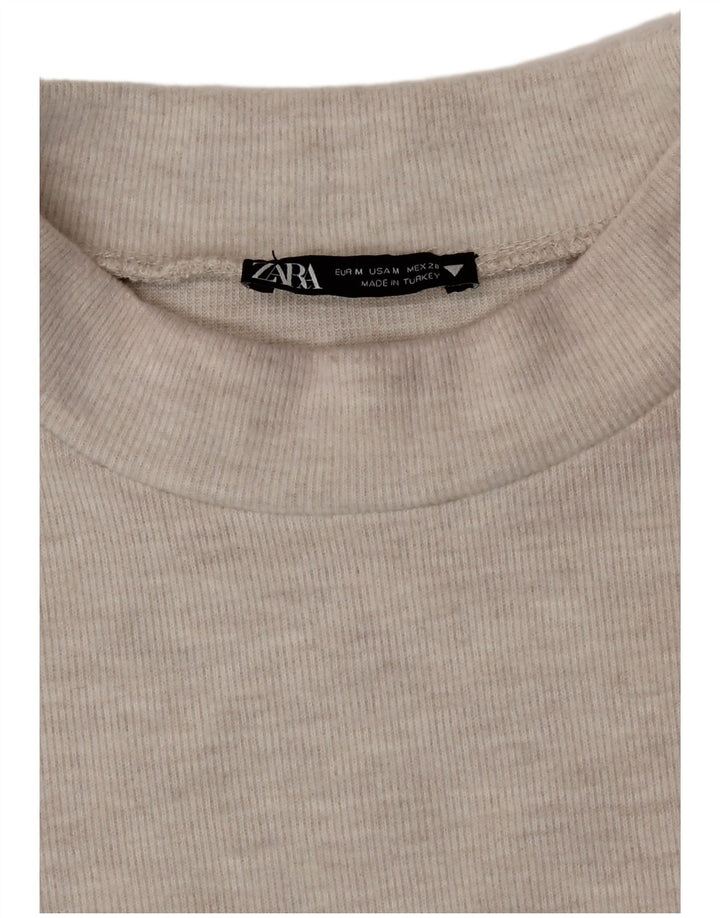 T-shirt Zara da donna Top UK 14 beige medio chiazzato