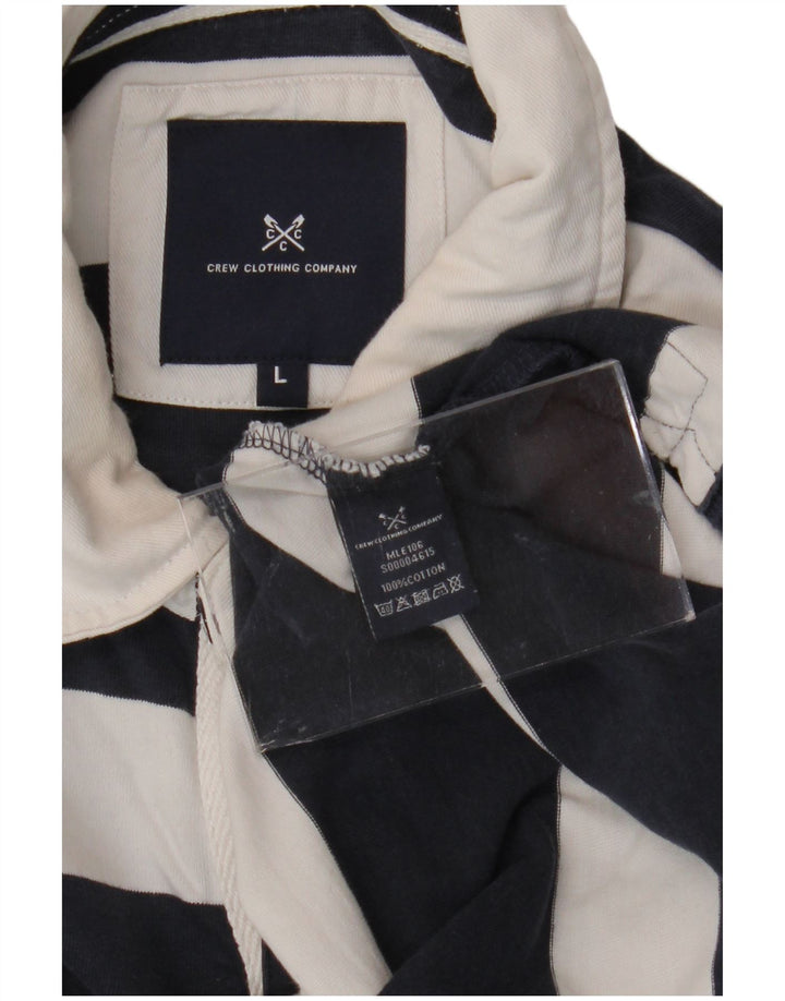 CREW CLOTHING Polo da rugby da uomo a maniche lunghe a righe grandi blu navy