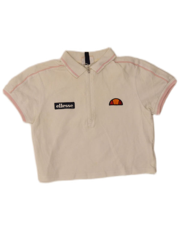 Polo corta grafica da donna Ellesse UK 6 XS cotone bianco