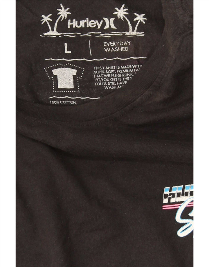 T-shirt grafica da uomo Hurley Top grande in cotone nero