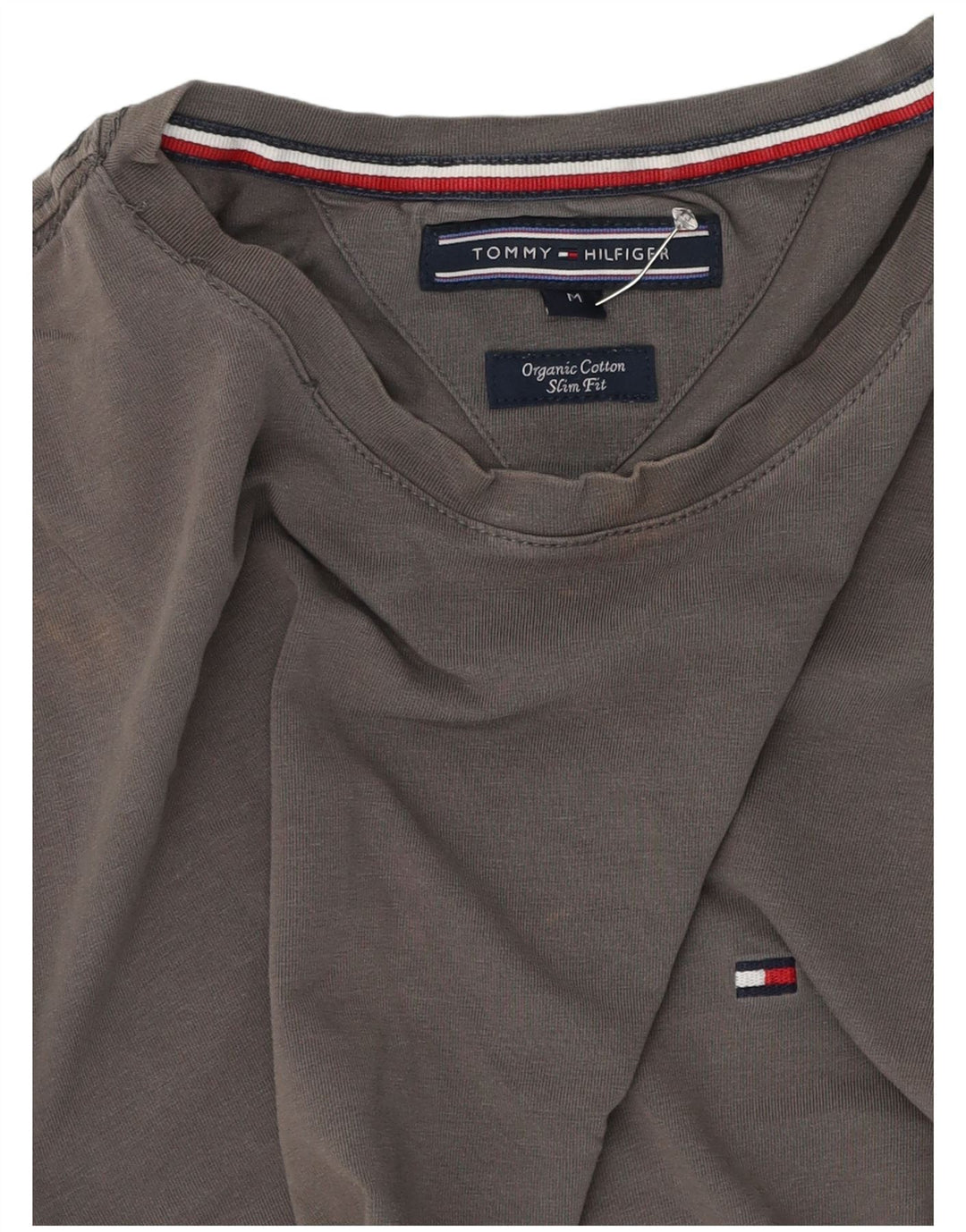 T-shirt slim fit da uomo Tommy Hilfiger Top in cotone grigio medio