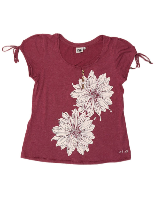 ANIMAL Camicetta da donna Top UK 14 Cotone floreale bordeaux medio
