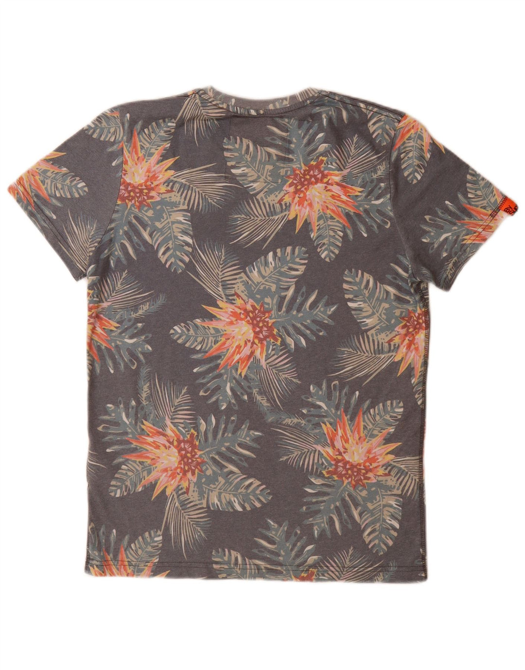 T-shirt grafica da uomo Superdry Top grande poliestere floreale grigio