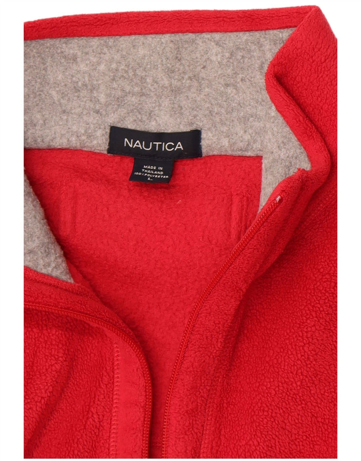 Maglione in pile da uomo Nautica con zip e collo, grande, in poliestere rosso