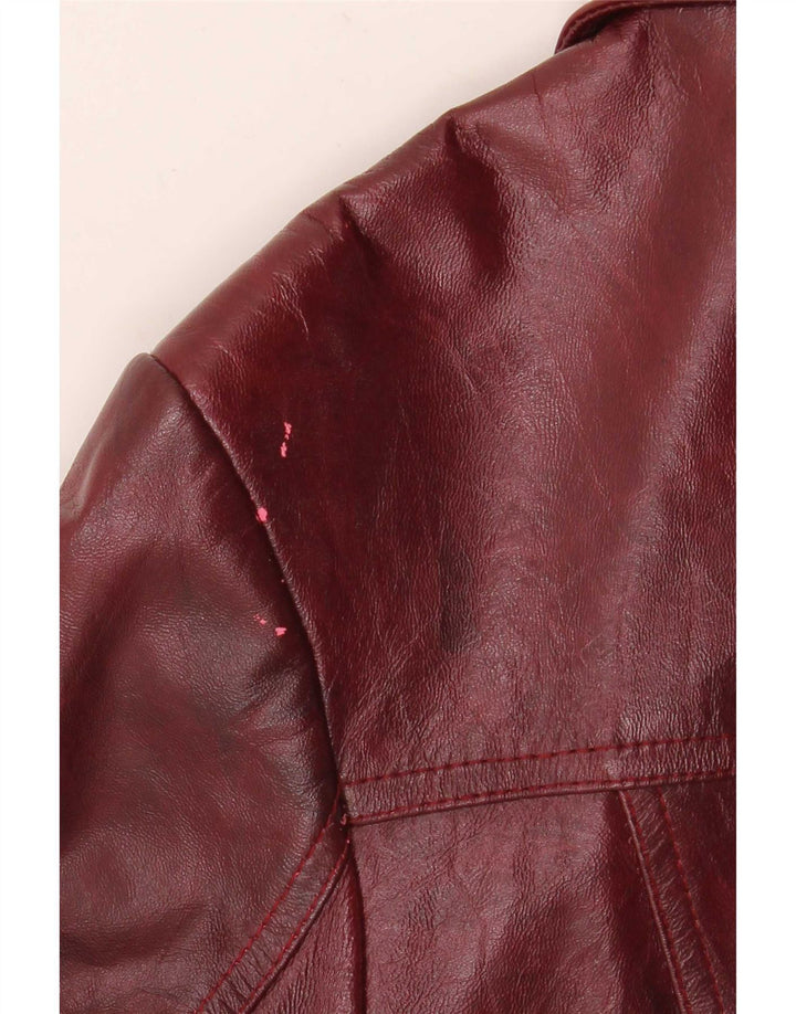 Giacca in pelle vintage da donna UK 26 5XL Borgogna
