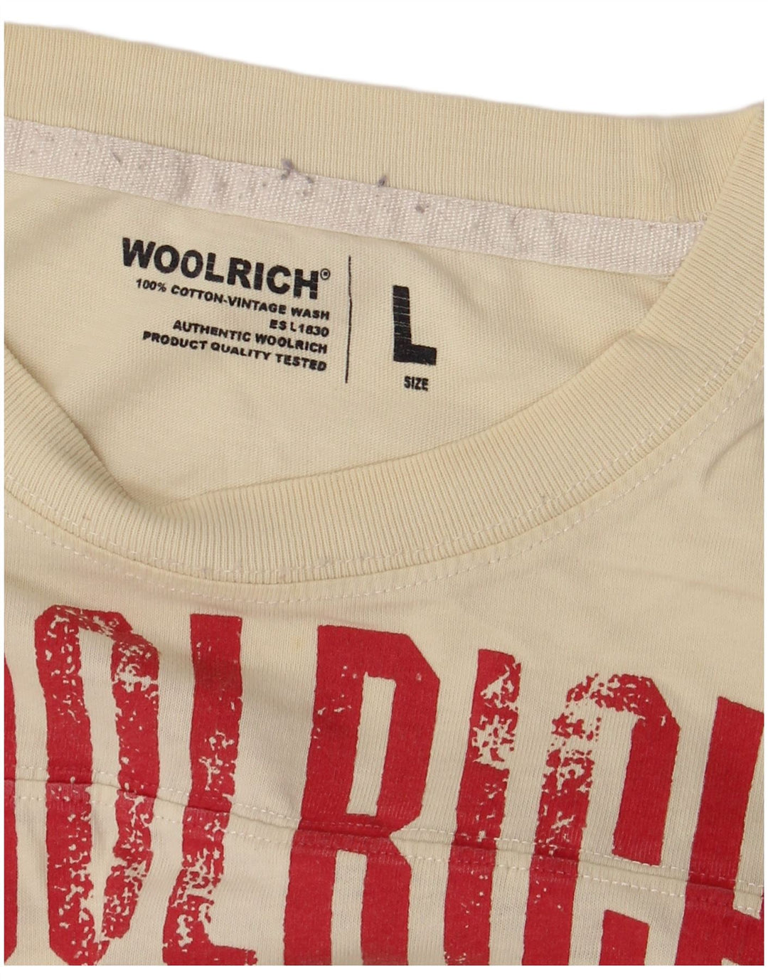 Woolrich Top grafico da uomo a maniche lunghe in cotone beige grande