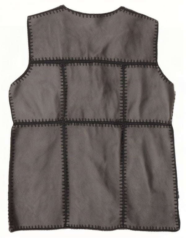 Gilet vintage da donna in ecopelle UK 14 grande Nero