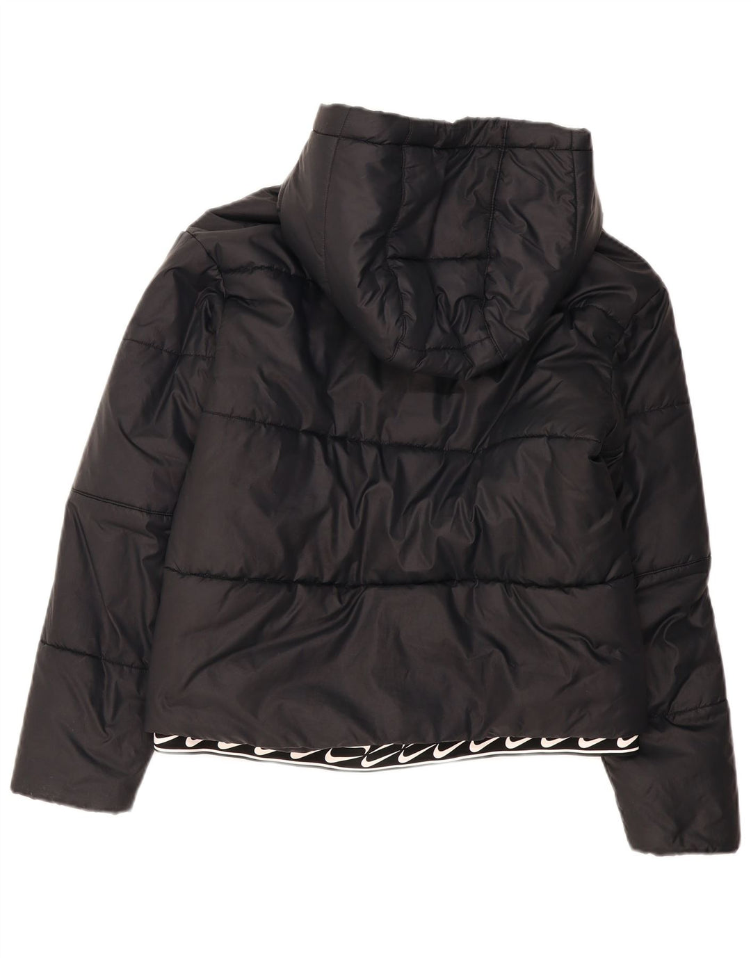 Giacca imbottita con cappuccio Nike da donna UK 14 medio nero poliestere