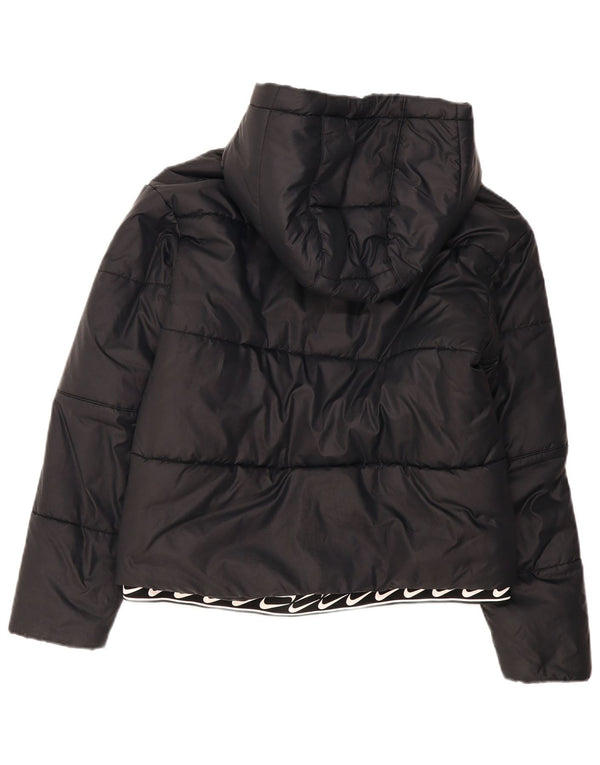 Giacca imbottita con cappuccio Nike da donna UK 14 medio nero poliestere