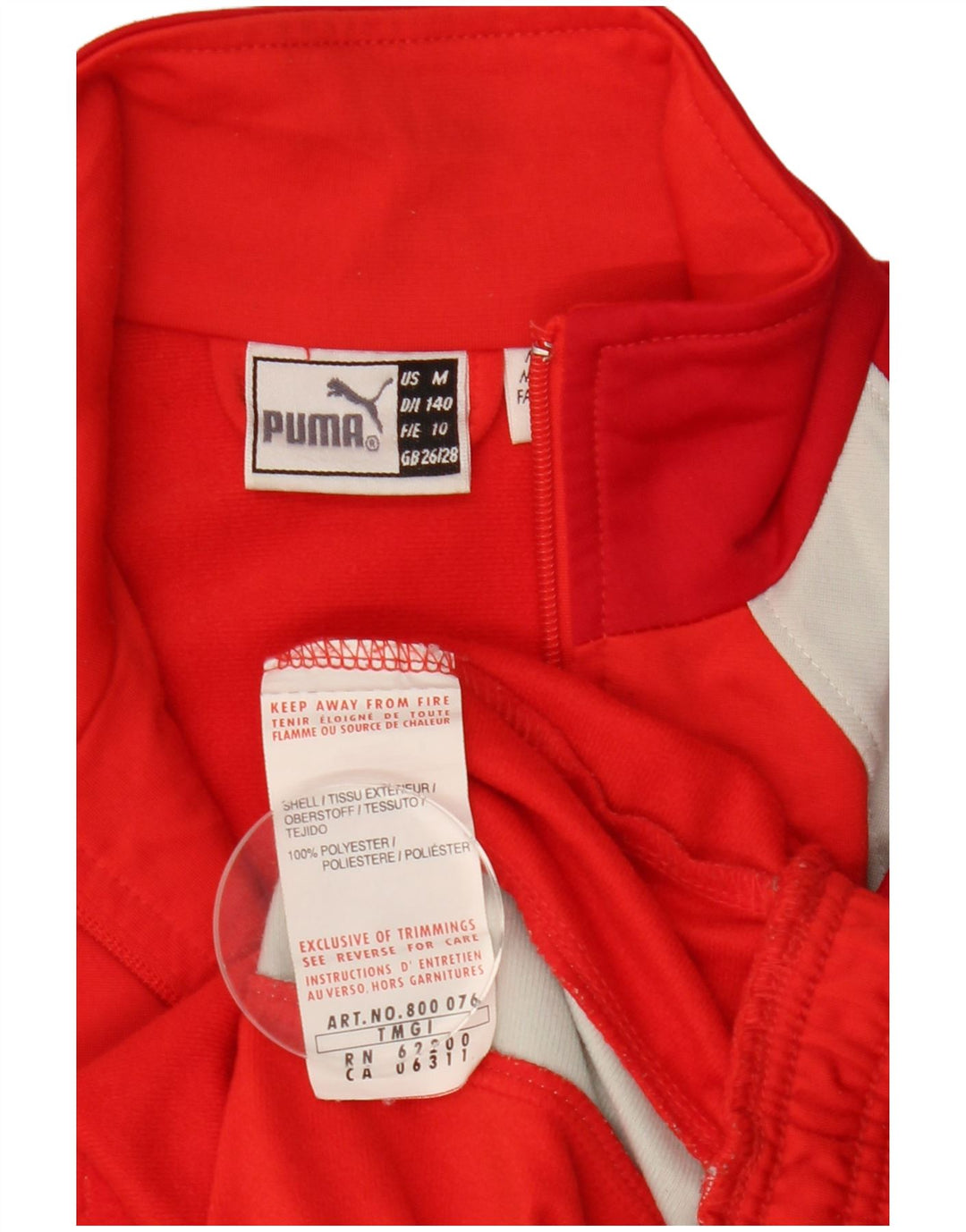 Giacca da tuta da ragazzo PUMA 9-10 anni in poliestere color block rosso