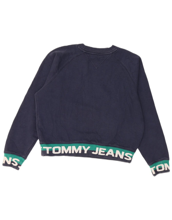 TOMMY HILFIGER Felpa corta da donna Maglione UK 14 Medio Blu navy