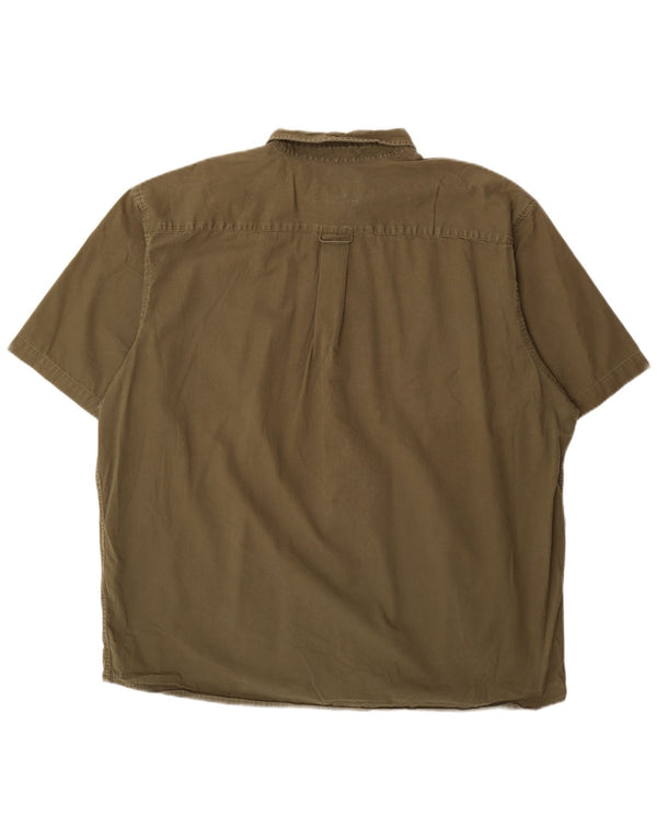 EDDIE BAUER Camicia a maniche corte da uomo XL in cotone kaki
